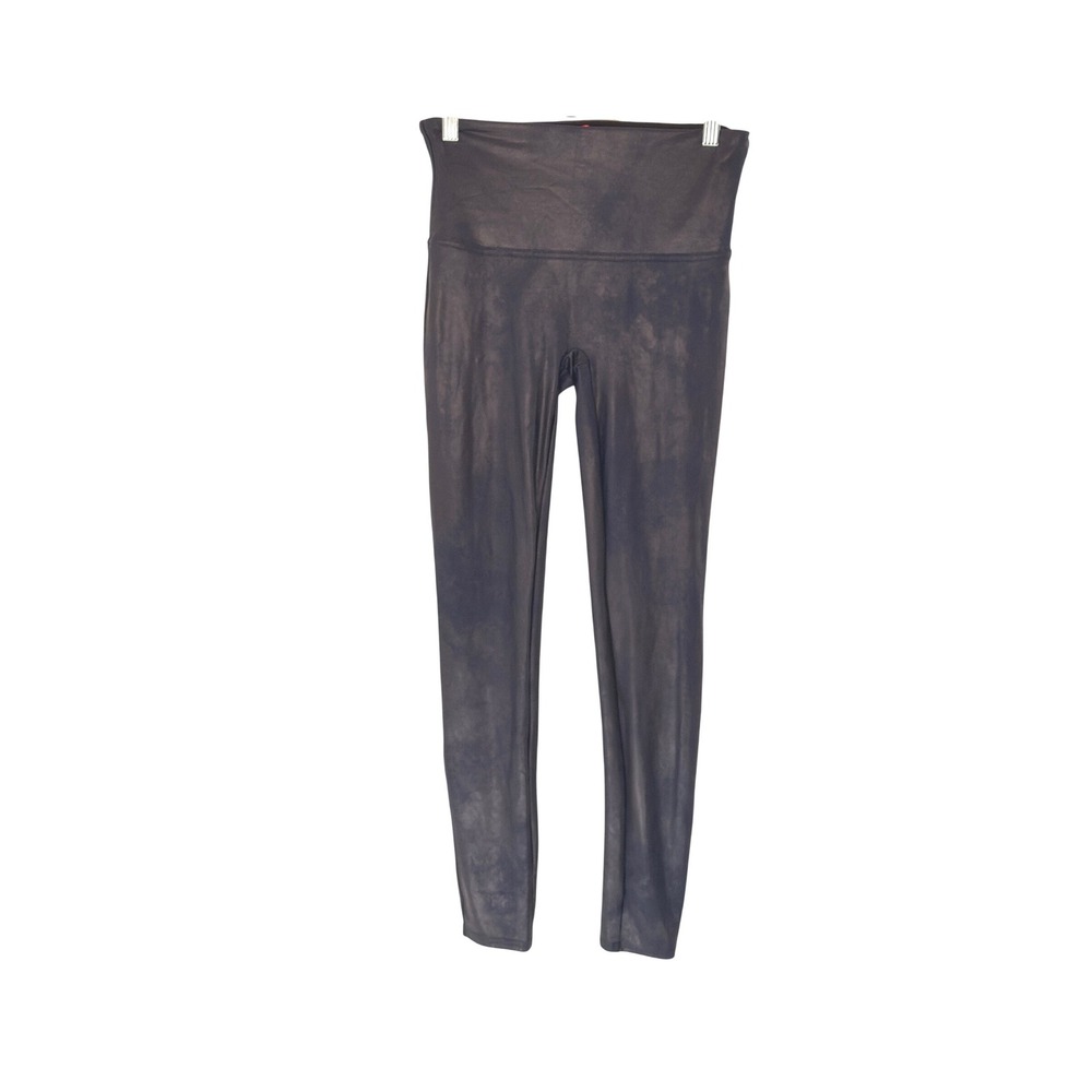 Spanx Skinny Leg Leggings Blue Faux Leather Casual Pull On Stretch Basic Large